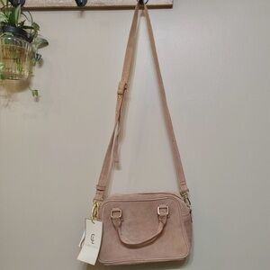 NWT Corder London Suede Leather Handbag Removable Crossbody Strap Gold Hardware